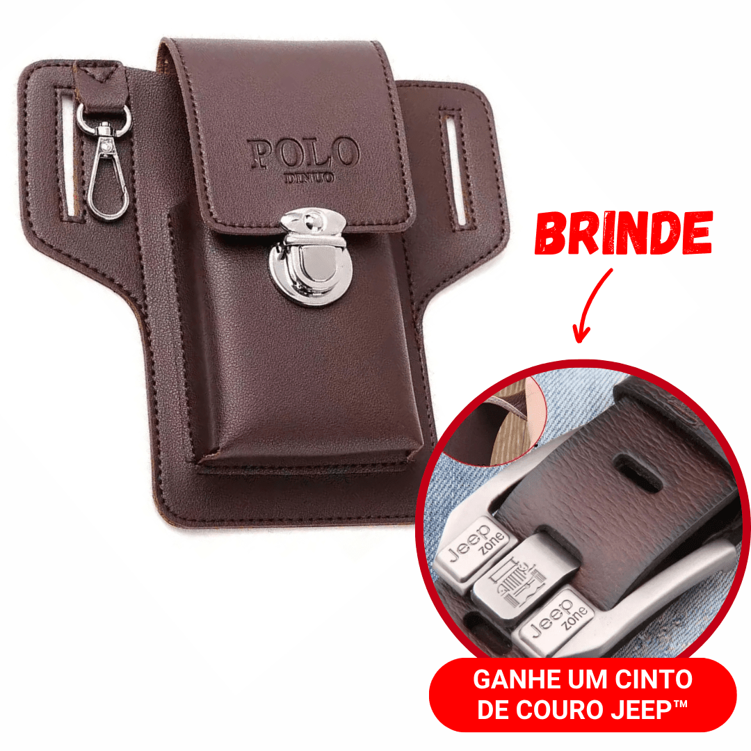 Porta Celular de Couro Jeep™ + BRINDE: Cinto de Couro Jeep™ (Últimas Unidades)