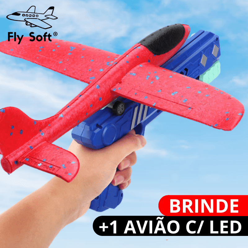 Avião Lançador Fly Soft® + Brinde 1 Avião Com LED (Últimas Unidades) - Inove Bem