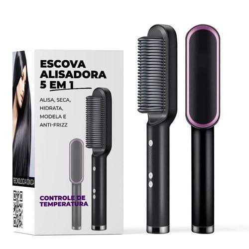 Escova Alisadora 5 em 1 - Alisa, Seca, Hidrata, Modela e Anti-Frizz - Ultra Hair® - Inove Bem